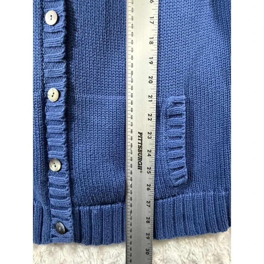 Lands End Womens Size XL Blue Shaker Knit Button Front Cardigan Sweater